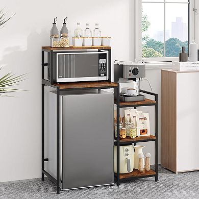 35.8in Mini Fridge Stand with Storage Shelf,5-Tier Microwave Stand,with Adjustable Adjustable Shelve
