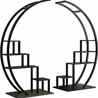 Tall Plant Stand Curved Metal Plant Stand [5 tier [Half Moon] for Indoor Living Patio Balcony