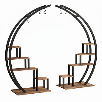 Tall Plant Stand Curved Metal Plant Stand [5 tier [Half Moon] for Indoor Living Patio Balcony