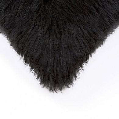HomeRoots Set of Two 18" Black Sheepskin Throw Pillows