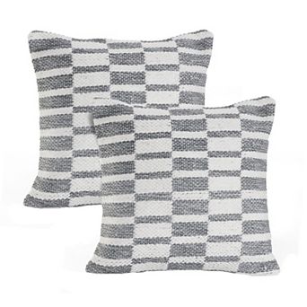 HomeRoots Set of Two 18" Gray Geometric Cotton Throw Pillows