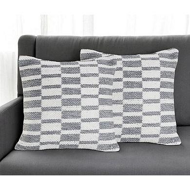 HomeRoots Set of Two 18" Gray Geometric Cotton Throw Pillows
