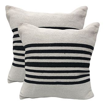 HomeRoots Set of Two Black and White Striped Cotton Throw Pillows