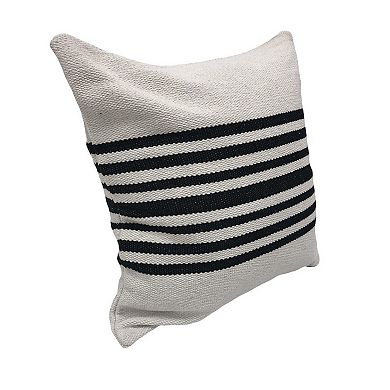 HomeRoots Set of Two Black and White Striped Cotton Throw Pillows