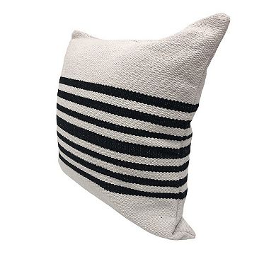 HomeRoots Set of Two Black and White Striped Cotton Throw Pillows