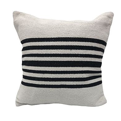HomeRoots Set of Two Black and White Striped Cotton Throw Pillows