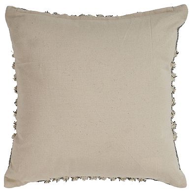 HomeRoots Set of Two Black and Ivory Plaid Cotton Throw Pillow With Fringe