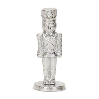 HomeRoots 7" Silver Cast Iron Christmas Nutcracker Hand Painted Figurine