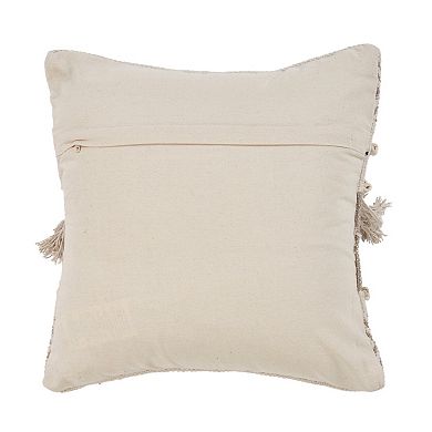 HomeRoots Set of Two Beige Striped Cotton Throw Pillow With Fringe