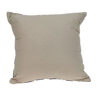 HomeRoots 18" Beige and Blue Diamond Cotton Throw Pillow With Embroidery