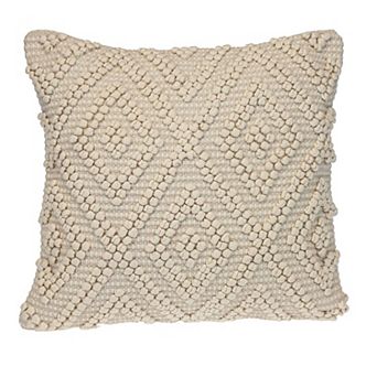 HomeRoots 20" Off White Geometric Cotton Throw Pillow