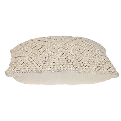 HomeRoots 20" Off White Geometric Cotton Throw Pillow