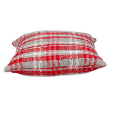 HomeRoots 16" Red and White Plaid Cotton Throw Pillow