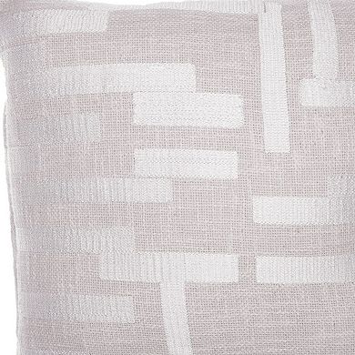 HomeRoots 24" Ivory Cotton Blend Throw Pillow with Embroidery