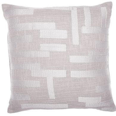 HomeRoots 24" Ivory Cotton Blend Throw Pillow with Embroidery