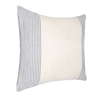 HomeRoots 22" Blue Striped Cotton Throw Pillow