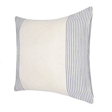 HomeRoots 22" Blue Striped Cotton Throw Pillow
