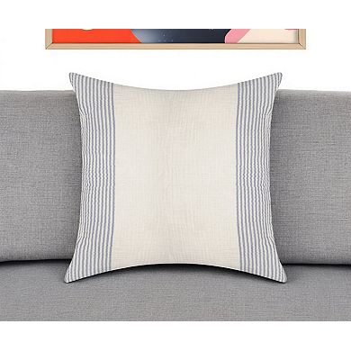 HomeRoots 22" Blue Striped Cotton Throw Pillow