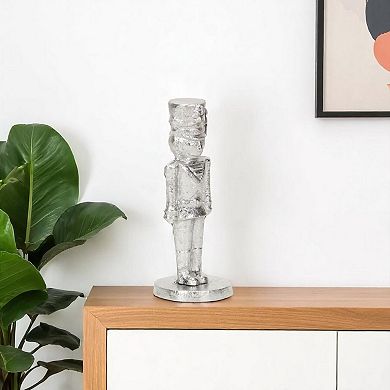 HomeRoots 6" Silver Cast Iron Christmas Nutcracker Hand Painted Figurine