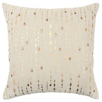 HomeRoots 20" Gold and Ivory Cotton Pillow With Beads Edges