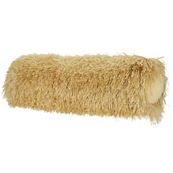 HomeRoots 5" X 20" Yellow Shag Bolster Throw Pillow