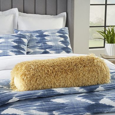 HomeRoots 5" X 20" Yellow Shag Bolster Throw Pillow