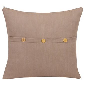 HomeRoots 24" Brown Cotton Throw Pillow With Buttons