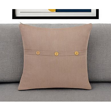 HomeRoots 24" Brown Cotton Throw Pillow With Buttons