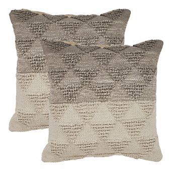 HomeRoots Set of Two Cream Geometric Cotton Throw Pillow With Texture