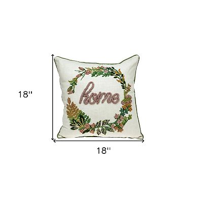 HomeRoots 18" Beige Cotton Throw Pillow