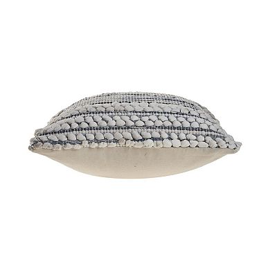 HomeRoots Set of Two 18" Blue And Ivory Cotton Throw Pillows with Texture