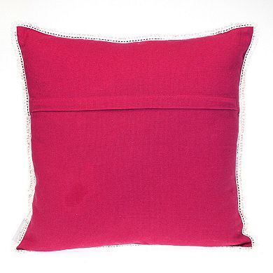 HomeRoots 20" Hot Pink Cotton Throw Pillow With Fringe