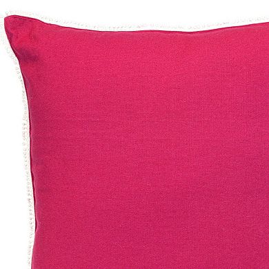 HomeRoots 20" Hot Pink Cotton Throw Pillow With Fringe