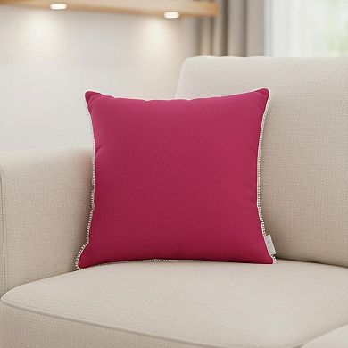 HomeRoots 20" Hot Pink Cotton Throw Pillow With Fringe