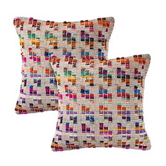 HomeRoots Set of Two Brown Eclectic Cotton Throw Pillow