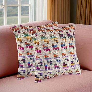 HomeRoots Set of Two Brown Eclectic Cotton Throw Pillow