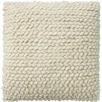 HomeRoots 20" Ivory Wool Blend Throw Pillow With Texture
