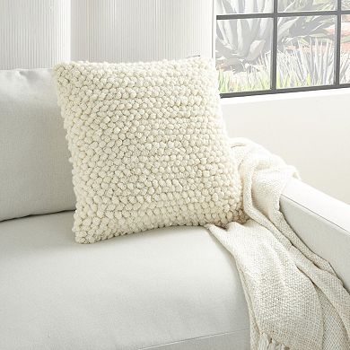 HomeRoots 20" Ivory Wool Blend Throw Pillow With Texture