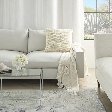 HomeRoots 20" Ivory Wool Blend Throw Pillow With Texture