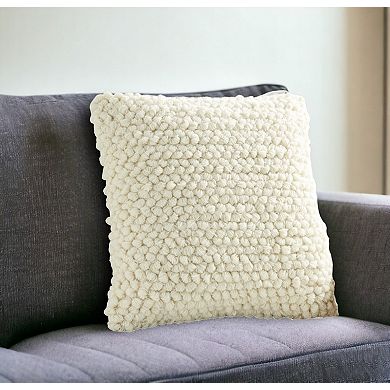 HomeRoots 20" Ivory Wool Blend Throw Pillow With Texture