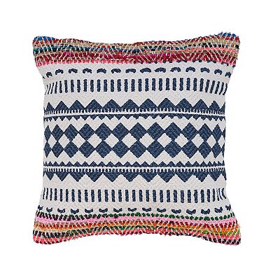 HomeRoots Set of Two Blue Geometric Cotton Throw Pillow