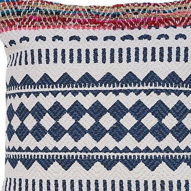 HomeRoots Set of Two Blue Geometric Cotton Throw Pillow