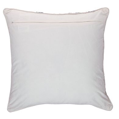 HomeRoots 20" Blue and Brown Quatrefoil Wool Throw Pillow With Embroidery