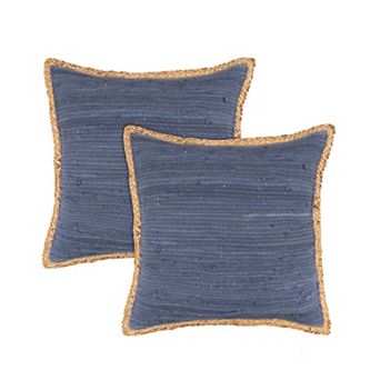 HomeRoots Set of Two Navy Blue Cotton Throw Pillow