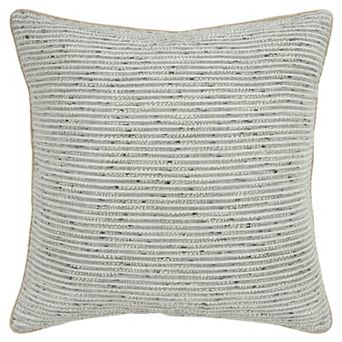 HomeRoots 20" Gray and Cream Striped Cotton Throw Pillow