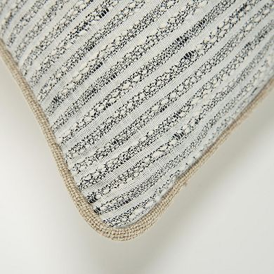 HomeRoots 20" Gray and Cream Striped Cotton Throw Pillow