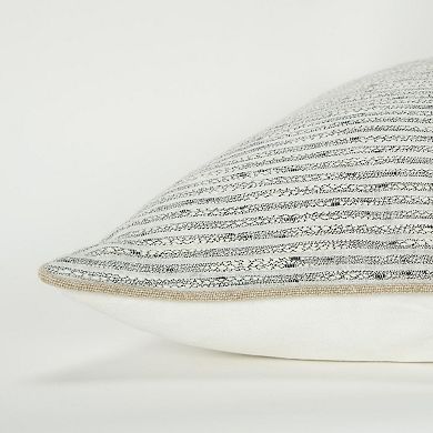 HomeRoots 20" Gray and Cream Striped Cotton Throw Pillow