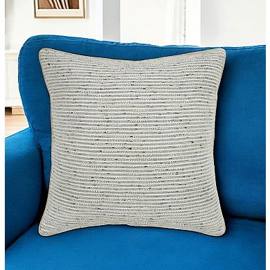 HomeRoots 20" Gray and Cream Striped Cotton Throw Pillow