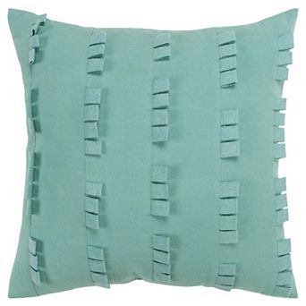 HomeRoots 20" Aqua Striped Cotton Throw Pillow