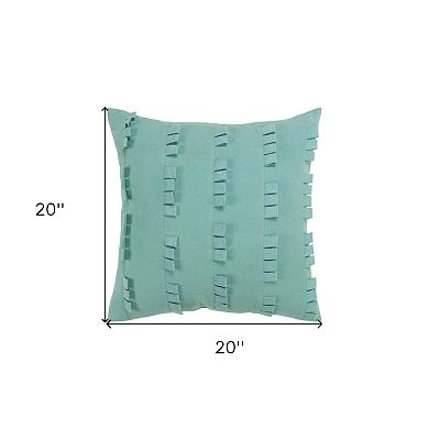 HomeRoots 20" Aqua Striped Cotton Throw Pillow
